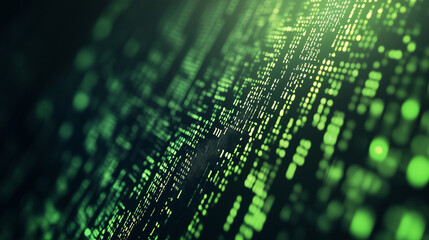 Green digital binary data on computer screen background. Matrix style
