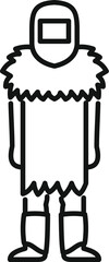 Poster - Line drawing of a welder wearing protective clothing and a helmet, emphasizing workplace safety