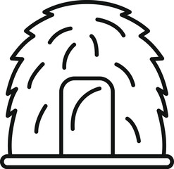 Poster - haystack icon representing farming and harvesting in fall season, simple vector illustration in thin