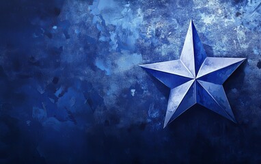 A blue star against a textured blue background, creating a visually striking and artistic effect.