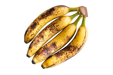 Poster - Bunch of ripe bananas with green stems ,Isolated on transparent background
