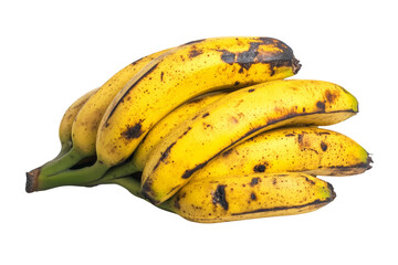Poster - Bunch of ripe bananas with green stems ,Isolated on transparent background