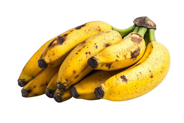 Poster - Bunch of ripe bananas with green stems ,Isolated on transparent background