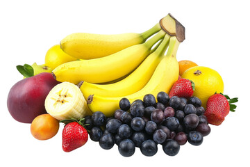 Poster - Banana surrounded by a mixed fruit arrangement ,Isolated on transparent background