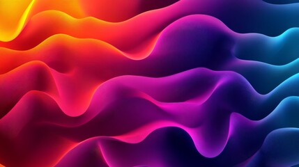 Poster - Colorful abstract waves of gradient hues create a visually dynamic background filled with flowing shapes and vibrant tones