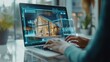 © Ahmed - Laptop User Navigating Virtual Real Estate Cards for Digital Home Marketing