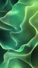 Poster - Abstract green wave patterns flowing seamlessly, showcasing various shades and textures in a harmonious design
