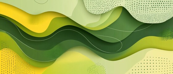 Poster - Abstract design featuring flowing shapes in green and yellow tones, showcasing a modern artistic interpretation of nature
