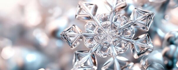 Aufkleber - A stunning close-up of a crystal snowflake, capturing intricate details and shimmering beauty, perfect for winter-themed projects.