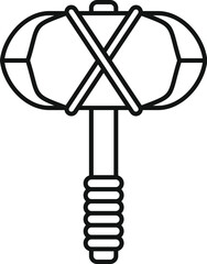 Poster - double headed hammer with wooden handle and cross design wrapping isolated on white background