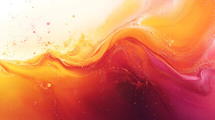 Aufkleber - Colorful abstract background with vibrant orange and pink swirls created through fluid art techniques