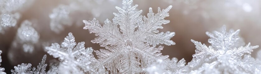 Aufkleber - Close-up of intricate snowflake patterns displaying delicate crystalline structures and unique designs. Perfect for winter themes.
