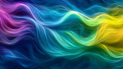 Poster - Colorful abstract waves representing vibrant movement and energy in a dynamic blend of hues across a dark background