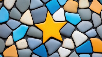 Poster - A star is placed in the center of a colorful mosaic, AI