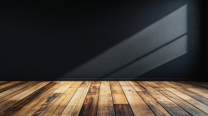 Poster - Minimalist Interior with Wooden Floor and Shadow Play