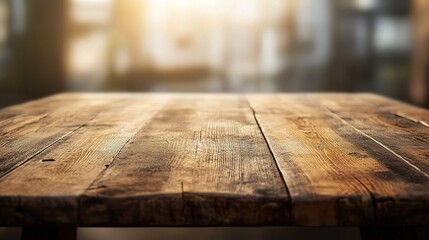 Wall Mural - Rustic Wooden Table in Soft Natural Light