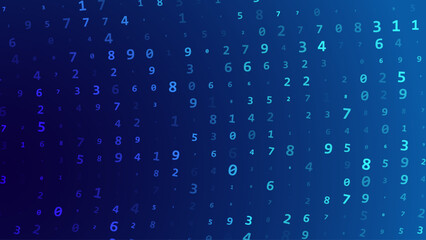 Fototapete - Abstract Numbers Circular Matrix Background. Binary Computer Machine Code On Arcs. Coding Programming Hacker Concept. Computer Science or Network Security Education Vector Background Illustration.