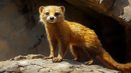 Canvas Print - Close-up Portrait of a Curious Yellow Furred Animal