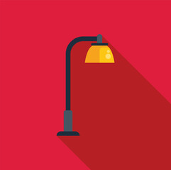 Poster - street lamp icon in flat style with long shadow on red background