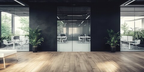 Sticker - Modern Open Space Office with Glass Walls