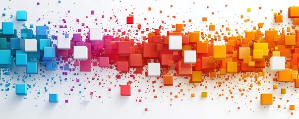 Poster - Dynamic  background with colorful squares and geometric patterns for modern design and abstract concepts