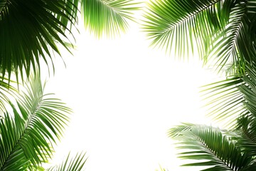 Green palm leaves on a bright background.