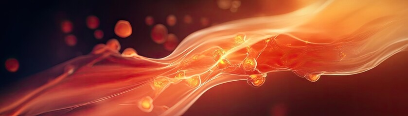 Poster - Abstract fluid design with vibrant red and orange hues flowing gracefully, evoking a sense of warmth and energy.
