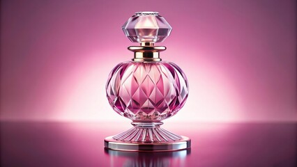 Wall Mural - Luxurious pink crystal perfume bottle on pedestal