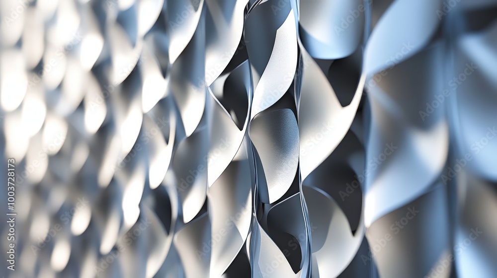 A close-up of a building facade designed with parametric techniques ...