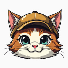 Naklejka na meble cat animal head cartoon in colorful flat illustration style.