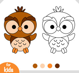 Wall Mural - Coloring book for kids, Cute cartoon character owl