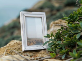 Sticker - Nature Frame on a Rock with Greenery