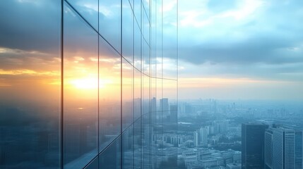 Poster - exterior wall of an office building at sunset
