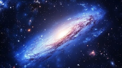Wall Mural - a stunning blue galaxy unfolds in a high-quality photo, showcasing a breathtaking cosmic landscape f