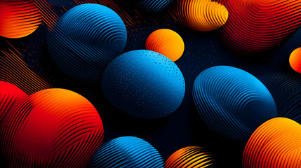 Poster - Abstract 3D Sphere Design with Blue, Orange and Red Colors