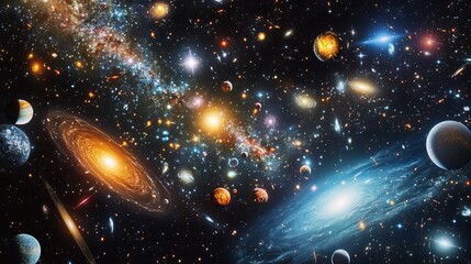 Wall Mural - an outdoor photo of a vibrant multiverse showcases a breathtaking array of galaxies and celestial bo