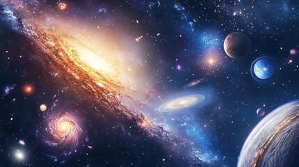 Wall Mural - an outdoor photo of a vibrant multiverse showcases a breathtaking array of galaxies and celestial bo