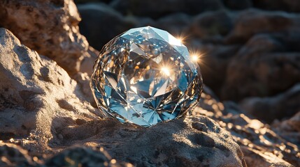 Wall Mural - planet made of realistic diamond