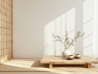 Poster - Serene Minimalist Interior with Natural Elements