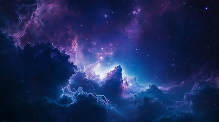 Wall Mural - a captivating sky starry universe background features a dark blue galaxy space filled with twinkling