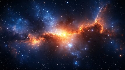 Wall Mural - a captivating sky starry universe background features a dark blue galaxy space filled with twinkling