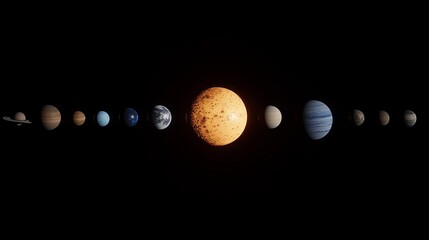 Wall Mural - a captivating model of a star system displays planets orbiting in perfect alignment in front of the 