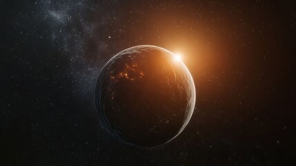 Wall Mural - a spectacular outer space background reveals the earth illuminated by the first rays of a stunning s