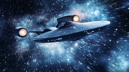 Wall Mural - a thrilling depiction of space travel at the speed of light, reminiscent of star trek, showcases the