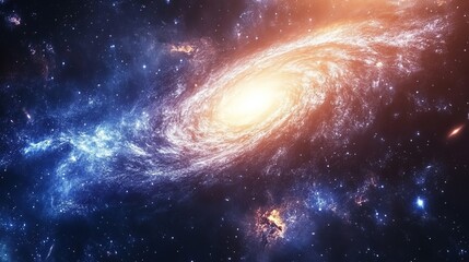 Wall Mural - a mesmerizing view from space reveals a spiral galaxy surrounded by countless stars, with the univer