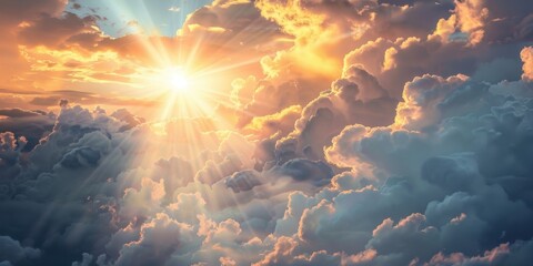Wall Mural - radiant sunset over colorful cloud formation
