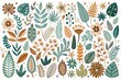 © Sandra - Monochromatic nature inspired shapes-doodle collection. Cute botanical shapes, random childish doodle cutouts of tropical leaves, flowers and branches, decorative abstract art vector illustration.