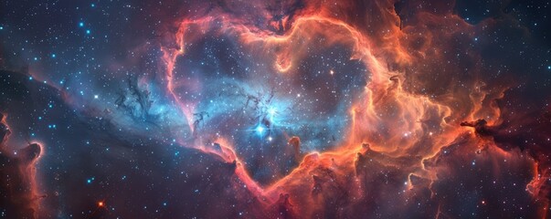 Wall Mural - astro space heart nebula, love and romantic concept background