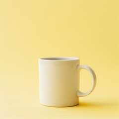 Poster - Simple White Mug on Yellow Background