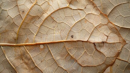 Sticker - Close up of Fiber structure of dry leaves texture background Cell patterns of Skeletons leaves foliage branches Leaf veins abstract of Autumn background for creative banner design or greeting card